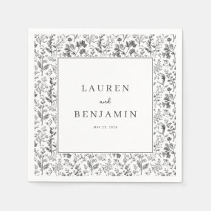 Elegant Gray Botanical Napkin