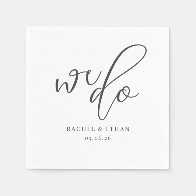 Elegant Gray Calligraphy Napkin (Front)