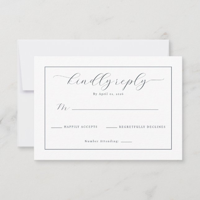Elegant Gray Calligraphy RSVP Card (Front)
