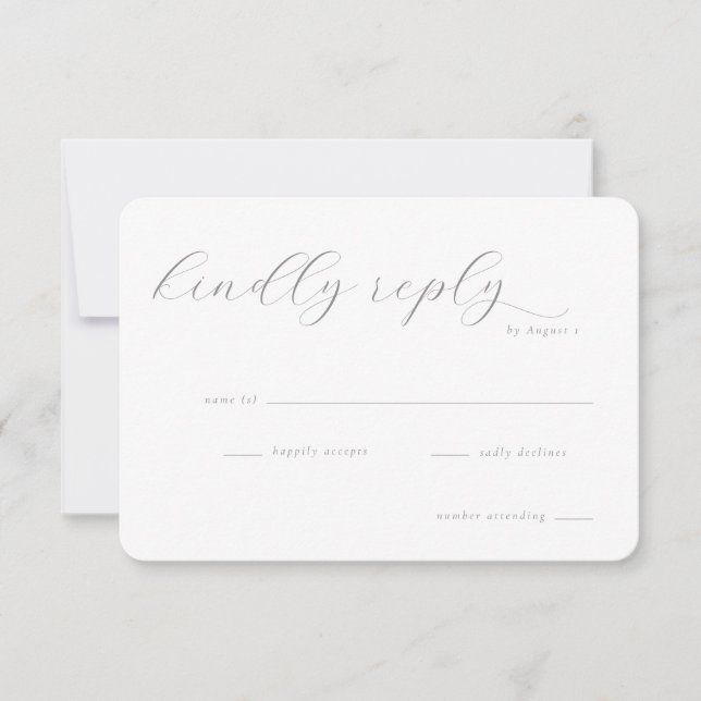 Elegant Gray Calligraphy RSVP Card (Front)