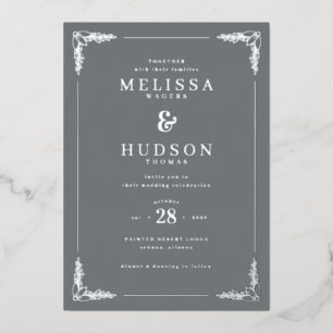 Elegant Gray Calligraphy With Floral