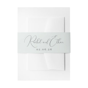 Elegant Gray Cursive Names Invitation Belly Band