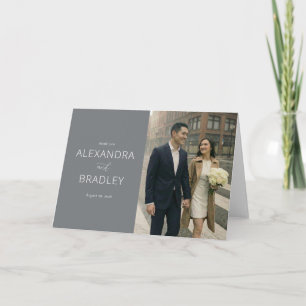 Elegant Gray Formal Photo Thank You Card