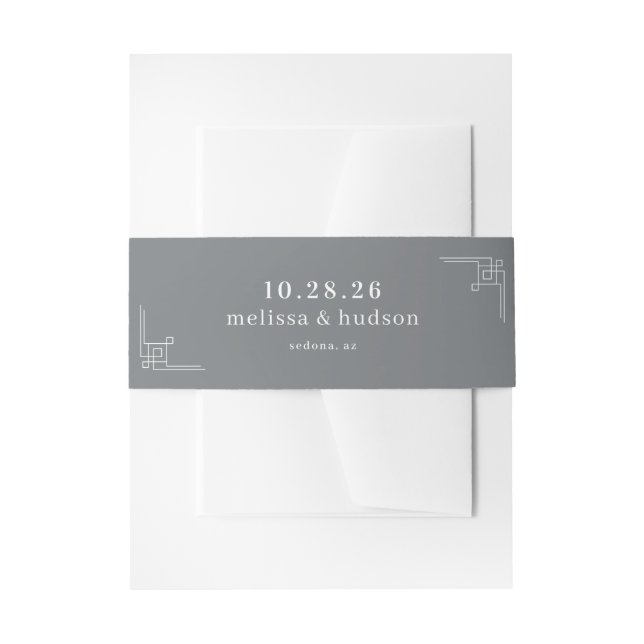 Elegant Gray Geometric Invitation Belly Band (Front Example)
