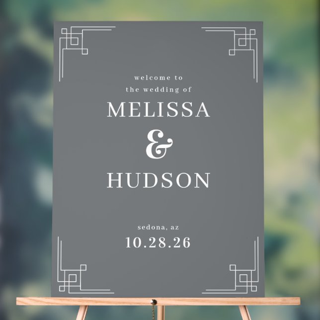 Elegant Gray Geometric Wedding Sign (Neutral)