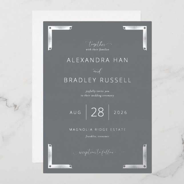 Elegant Gray Metallic Borders (Front/Back)