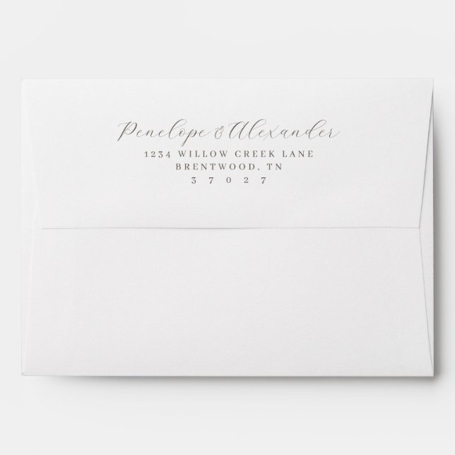 Elegant Gray Minimalist Calligraphy Envelope (Back (Top Flap))