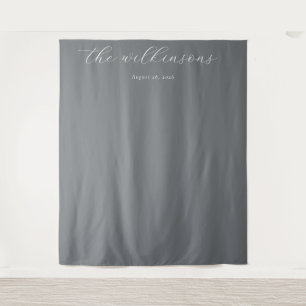Elegant Gray Minimalist Calligraphy Tapestry