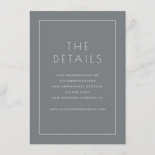 Elegant Gray Minimalist Details Enclosure Card (Front)