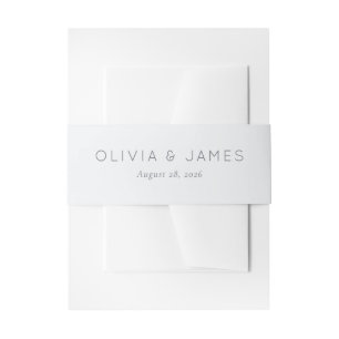 Elegant Gray Minimalist Names Invitation Belly Band
