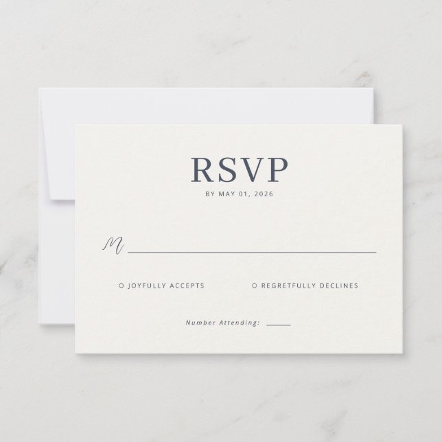 Elegant Gray Minimalist RSVP Card (Front)
