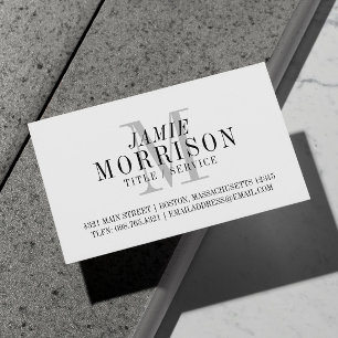 Elegant Gray Monogram Professional Business Card