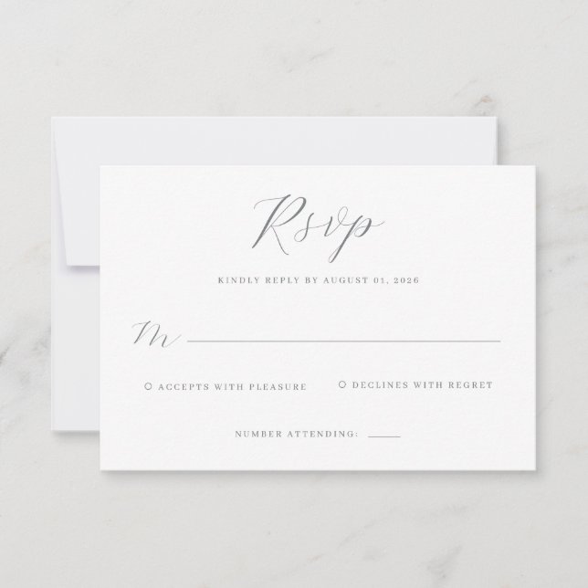 Elegant Gray RSVP Card (Front)