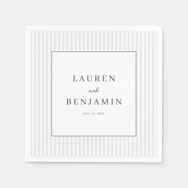 Elegant Gray Striped Minimalist Napkin (Front)