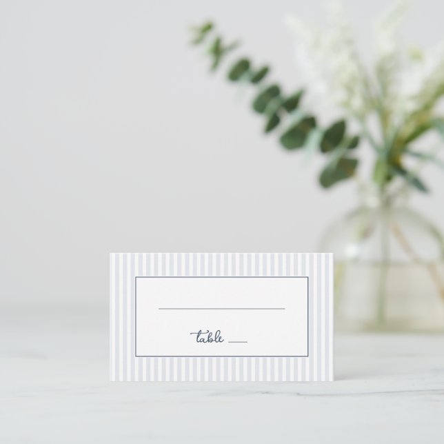 Elegant Gray Stripes Place Card (Standing Front)