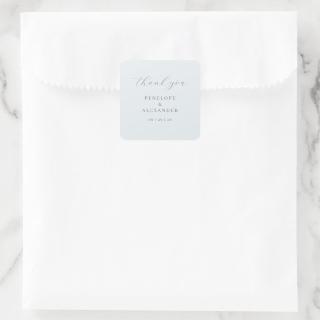 Elegant Gray Thank You Card Square Sticker (Bag)