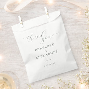 Elegant Gray Thank You Note Favour Bags