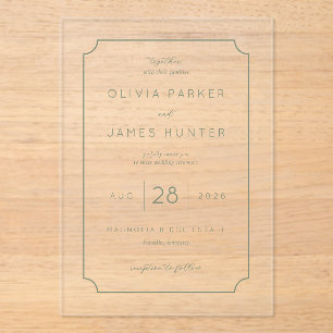 Elegant Gray Typographic Wedding Acrylic Invitations