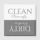 Elegant Gray | White | Dishwasher Magnet<br><div class="desc">A perfect dishwasher clean/dirty magnet that will help everyone who doubts whether the dishes are clean or dirty! Great for busy households, this magnet is easily editable and comes with the template 'Clean, please empty... and Dirty, do not use... ' in stylish gray and white with script and bold fonts....</div>