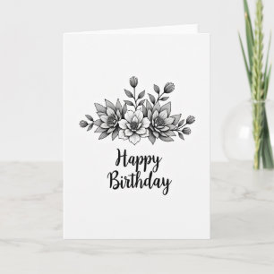Elegant Grayscale Birthday Card