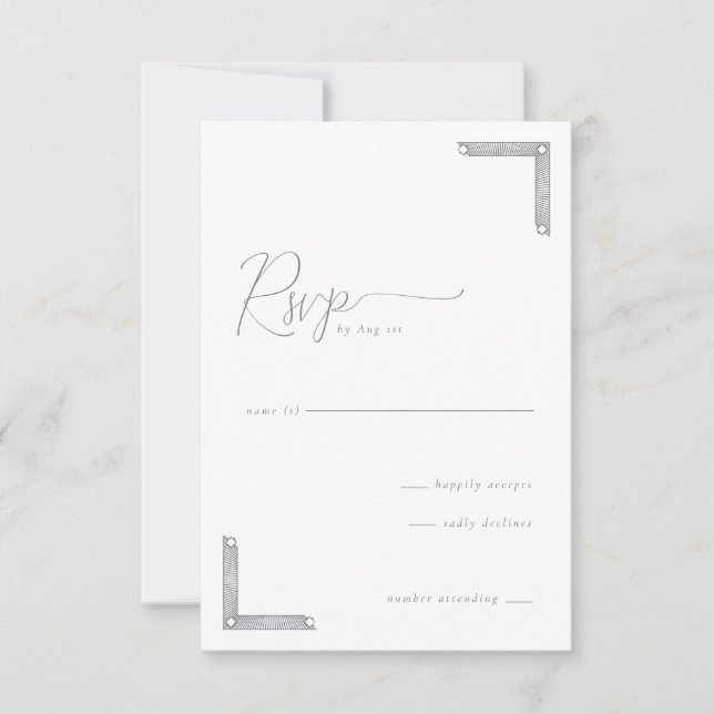 Elegant Grayscale Geometric RSVP Card (Front)