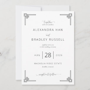 Elegant Grayscale Greek Key Invitation