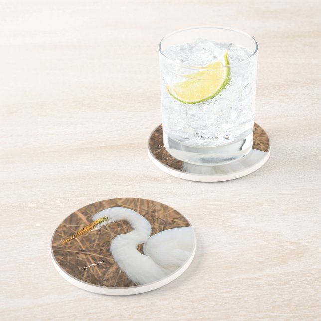 Elegant Great Egret in the Reeds Coaster (Side)