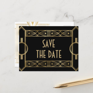 Elegant Great Gatsby Art Deco Save the Dates Announcement Postcard