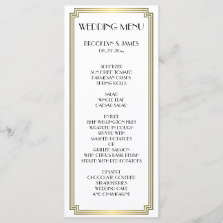 Elegant Great Gatsby Art Deco Wedding Menu