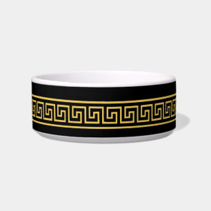 Elegant Greek Key Monogram Pet Bowl