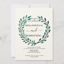 Elegant Greek Leaf Tiara Crown Wedding Invitation