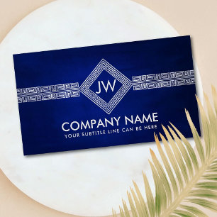 Elegant Greek Meander Key Monogram Business Card