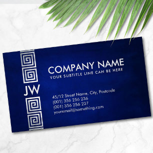 Elegant Greek Meander Key Monogram - Pearl Business Card