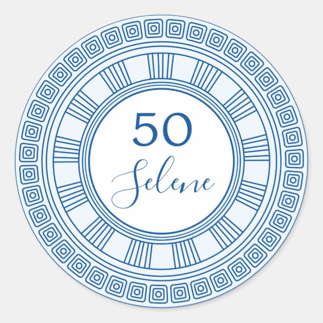 Elegant Greek or Roman birthday with custom colour Classic Round Sticker (Front)