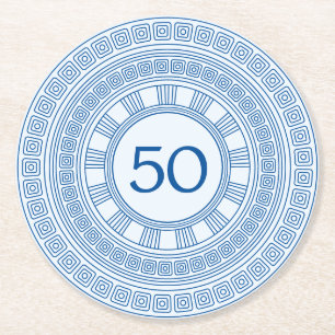 Elegant Greek or Roman birthday with custom colour Round Paper Coaster