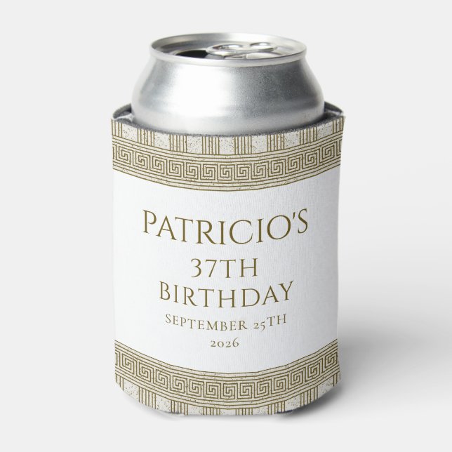 Elegant Greek or Roman toga birthday party Can Cooler (Can Front)