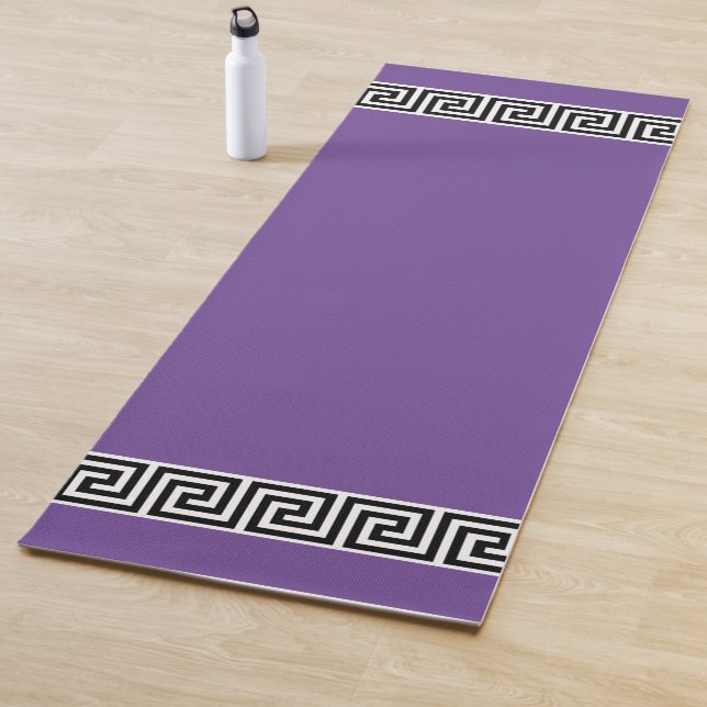 Elegant Greek Pattern on Violet Yoga Mat (In Situ)