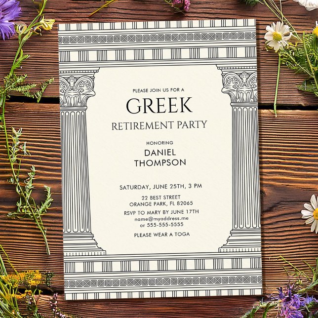 Elegant Greek Retirement Party Invitation (Creator Uploaded)