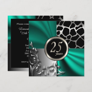 Elegant Green 25 Years Party Invitation