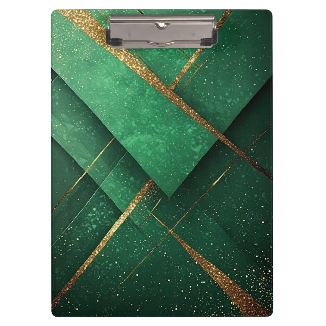 Elegant Green Abstract Background With Glittering Clipboard (Front)