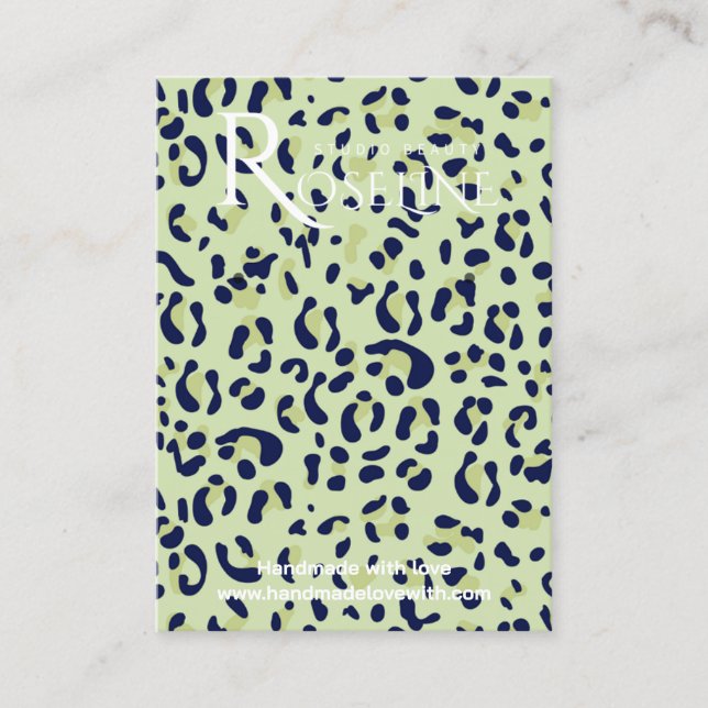Elegant green and black Leopard Print Display Card (Front)