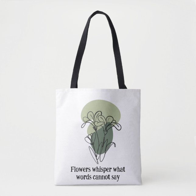 Elegant Green and Blue Floral Tote Bag with Nature (Front)