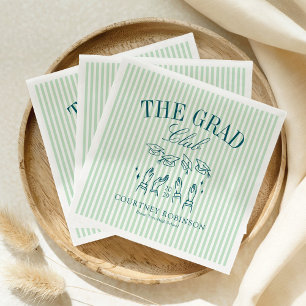 Elegant Green and Blue Grad Club Graduation Napkin