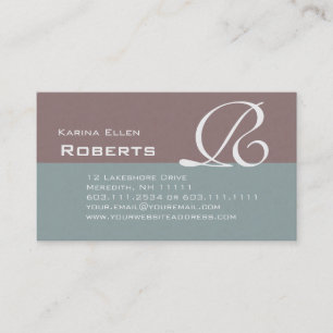 Elegant Green and Brown Textured Monogram Classic Business Card
