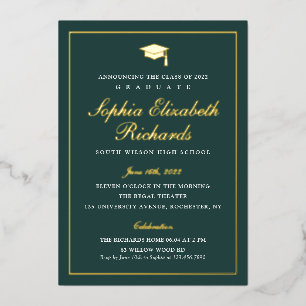 Elegant Green and Gold 3 Photo Graduation 