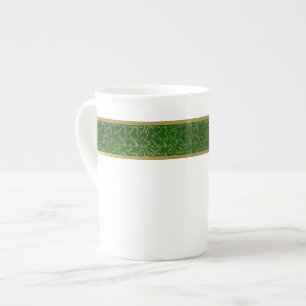 Elegant Green and Gold Bone China Mug