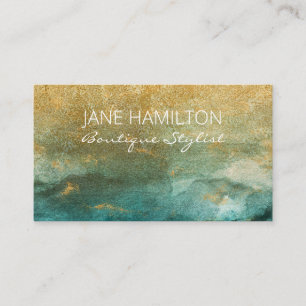 Elegant Green and Gold Boutique Business Card