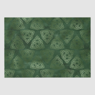 Elegant Green and Gold Celtic Pattern Tissue Paper