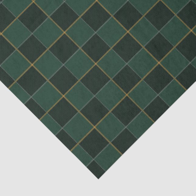 Elegant Green And Gold Check Tissue Paper (Detail)