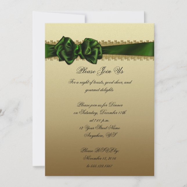 Elegant Green and Gold Corporate Party Invite (Front)